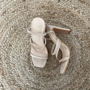 Nude Cream Square Front Heels